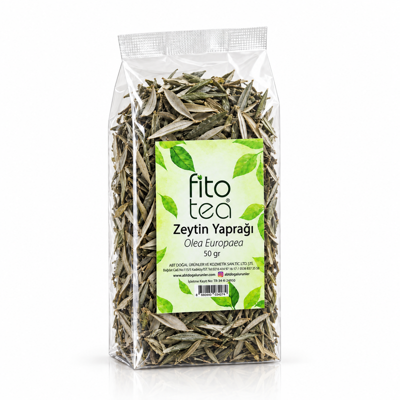 FitoTea Zeytin Yaprağı 50 gr paket ambalaj, beyaz zeminde