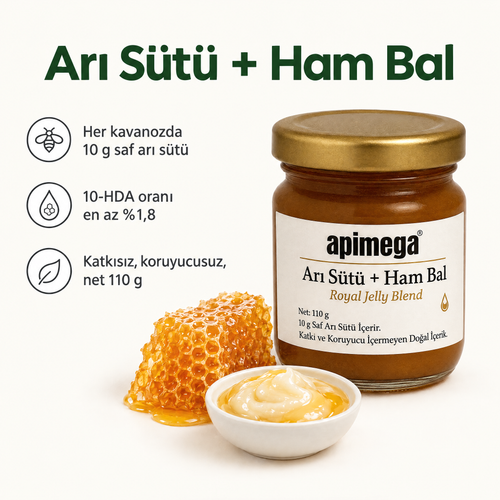 Apimega Arı Sütü + Ham Bal - Özellikler