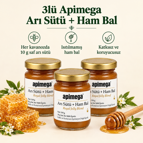 3lü Apimega Arı Sütü + Ham Bal - Özellikler
