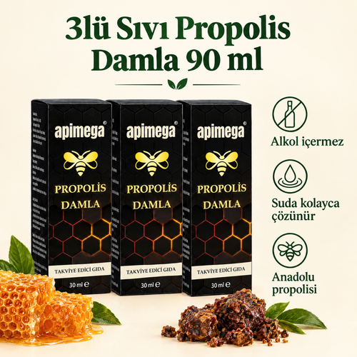3lü Sıvı Propolis Damla 90 ml - Özellikler